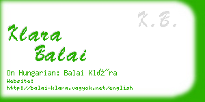 klara balai business card